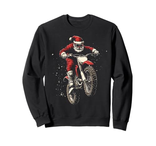 Dirt Bike Babbo Natale Divertente Motocross MX Biker Natale Felpa