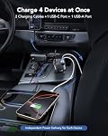 69W Chargeur de voiture rétractable, 4-in-1 Chargeur de téléphone voiture rapide avec 2.6ft Deux câbles rétractables USB C+USB A Car Charger Block Cube, Compatible avec iPhone 16 15 14 13 12 Pro Max Plus,Galaxy, pixels