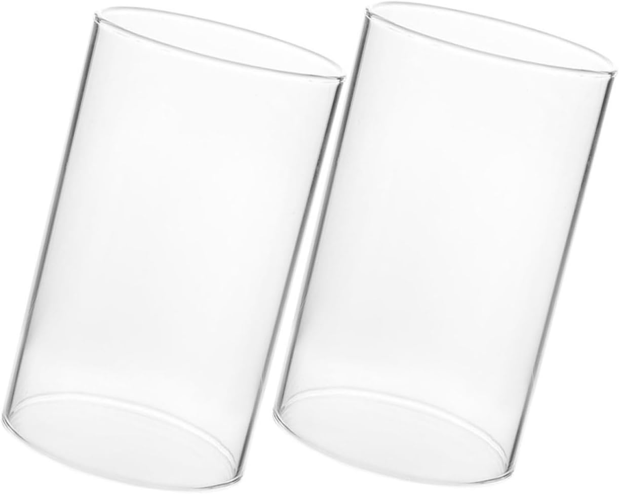 2pcs Glass Candle Shades Open Ended Pillar Candle Covers for Home Decor Elegant Transparent Holders for Creating Warm Atmosphere and Diy Projects