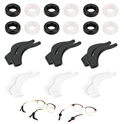 CHIHIC Eyeglass Ear Grip Hooks 12 Pairs, Sports Anti-Slip Soft Silicone Eyeglasses Temple Tips, Elastic Comfort Glasses Retainers for Spectacle Sunglasses Reading Glasses Eyewear