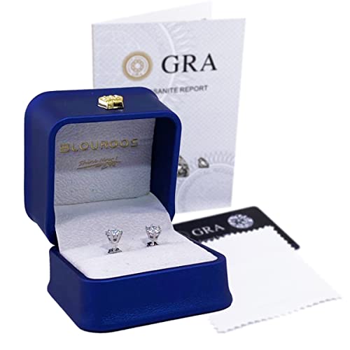 Blouroos Moissanite Stud Earrings For Women Man 1 Carat 18K Real White Gold Plated Round Cut Lab Grown Fake Small Diamond 925 Sterling Silver Cartilage Piercing Screw Back Hypoallergenic Nickel Free #TOP3