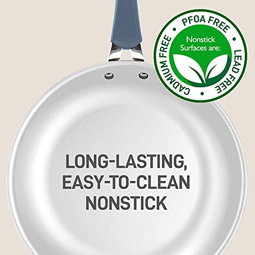 NutriChef NCCW14SBLU Kitchenware Pots & Pans High-Qualified Basic Kitchen Cookware, Non-Stick (14-Piece Set), Stainless Steel, Blue Main Image