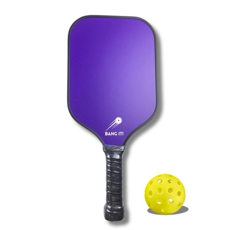 BANG IT T700 Carbon Fibre Pickleball Paddle 16MM with Honeycomb Core | PU Rubber Grip with Cushion Comfort | 220g Pickleball Paddles for Beginners | Indoor/Outdoor Play Raquet - 40 Holes Outdoor Ball