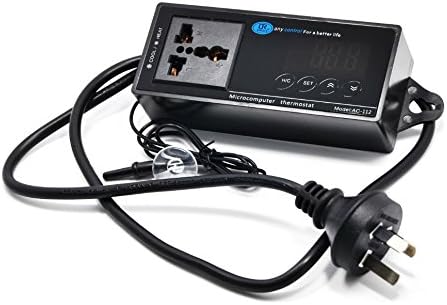 RINGDER AC-112 230V 10A 16-40°C Digital Reptile Aquarium Thermostat with UK Plug Universal Socket ON/OFF Regulator Temperature Controller