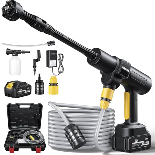 【2025新登場強化版】高圧洗浄機 コードレス 充電式 バッテリー式 洗車機 20000mAh マキタ互換バッテリー 残量表示 洗車店監修 750W 軽量 小型 自吸式 噴射距離10M 洗車 家庭用 2段階 6in1ノズル 水道接続不要 収納ケー付き 持ち
