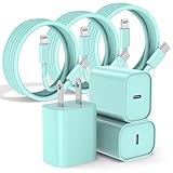 Fast Charger for iPhone Charger Fast Charging 10ft Lightning Cable,for iPhone 14 13 12 Pro Max Charger Fast Charging with 20W USB C Charger Block,Type C to Lightning Cord for iPhone 11 Pro Max-Green