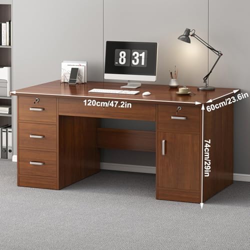 木製シンプルデスク 引き出し3つ付き Amazon | コンピューターデスク、木製、3つの引き出し付き、モダンな