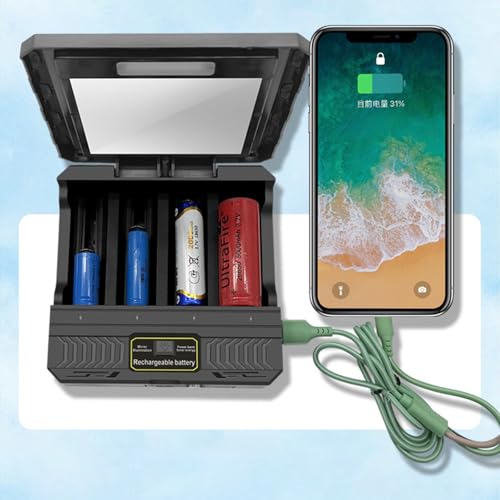 Image of USB C Solar Battery Charging Adapter 4 Slot Case Battery Charging Case for 26650 /21700 /18650 /18500 /16340 Type C Interface 4-Slot Outdoor Charger