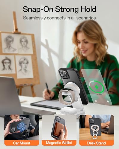 Image of UNBREAKcable Magnetic for iPhone 12 Pro Case, Compatible with MagSafe, Full Camera Protection, Built-in Magnetic Ring, Drop Protection Shockproof Slim Phone Cover (Black)