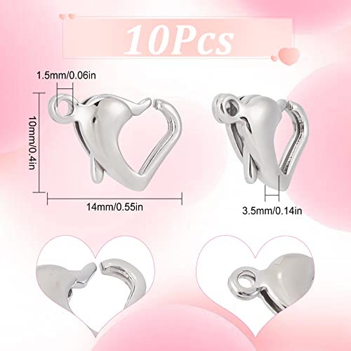 SUNNYCLUE 1 Box 10Pcs jewellery Lobster Clasps Small Stainless Steel Lobster Claw Clasp Heart Shaped Love Bracelet End Clasps for jewellery Making Kit DIY Valentine's Day Necklace Bracelet Anklet Gift - Image 2