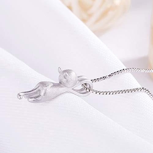 Joyid Cute 3D Solid Cat Pendant Necklace Sweet Tiny Kitty Hanging Cat Copper Hypoallergenic Fashion Jewelry For Women Girls-Matte #TOP2