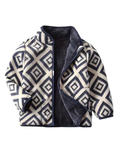 Tenna Teki Boys' Vintage Plaid Printed Stand Collar Zipper Jacket - Warm Casual Outerwear