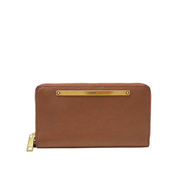 Fossil Women's Liza Leather Zip Around Clutch Wallet, Brown, One Size