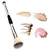DAGEDA Double Ended Complexion Brush Face Concealer Powder Makeup Brush, Blending Liquid Foundation, Cream Cosmetics - Eye shadow brush loose brush, Blush brush, Black Handle, Vegan brush(Silver)
