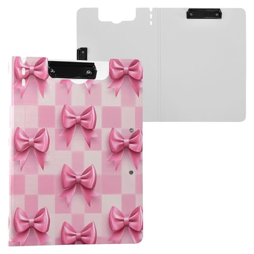 JUMBEAR Hermoso portapapeles de corbatín A4 con clips dobles, tablero plegable con tapa, organizador personal ligero adecuado para hospitales, oficinas, escuelas, negocios, suministros de aula