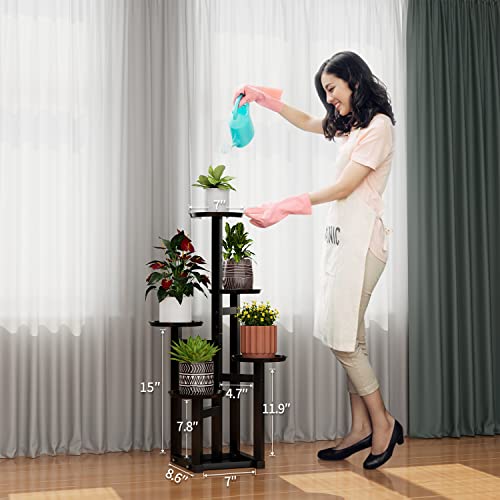Potey 5 Tiered Metal Plant Stand Indoor, Tall Plant Shelf Corner Plant Stands For Indoor Plants Multiple, Black Plant Shelf Rack For Outdoor Home Patio Lawn Garden #TOP1