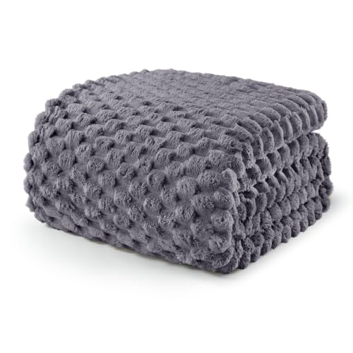 Image of Exclusivo Mezcla 3D Fleece King Size Blanket for Bed, Dark Grey | Extra Soft Fuzzy Plush Lightweight Bed Blankets, Cozy Fluffy Decorative Blankets for All Seasons, 90x104 Inches