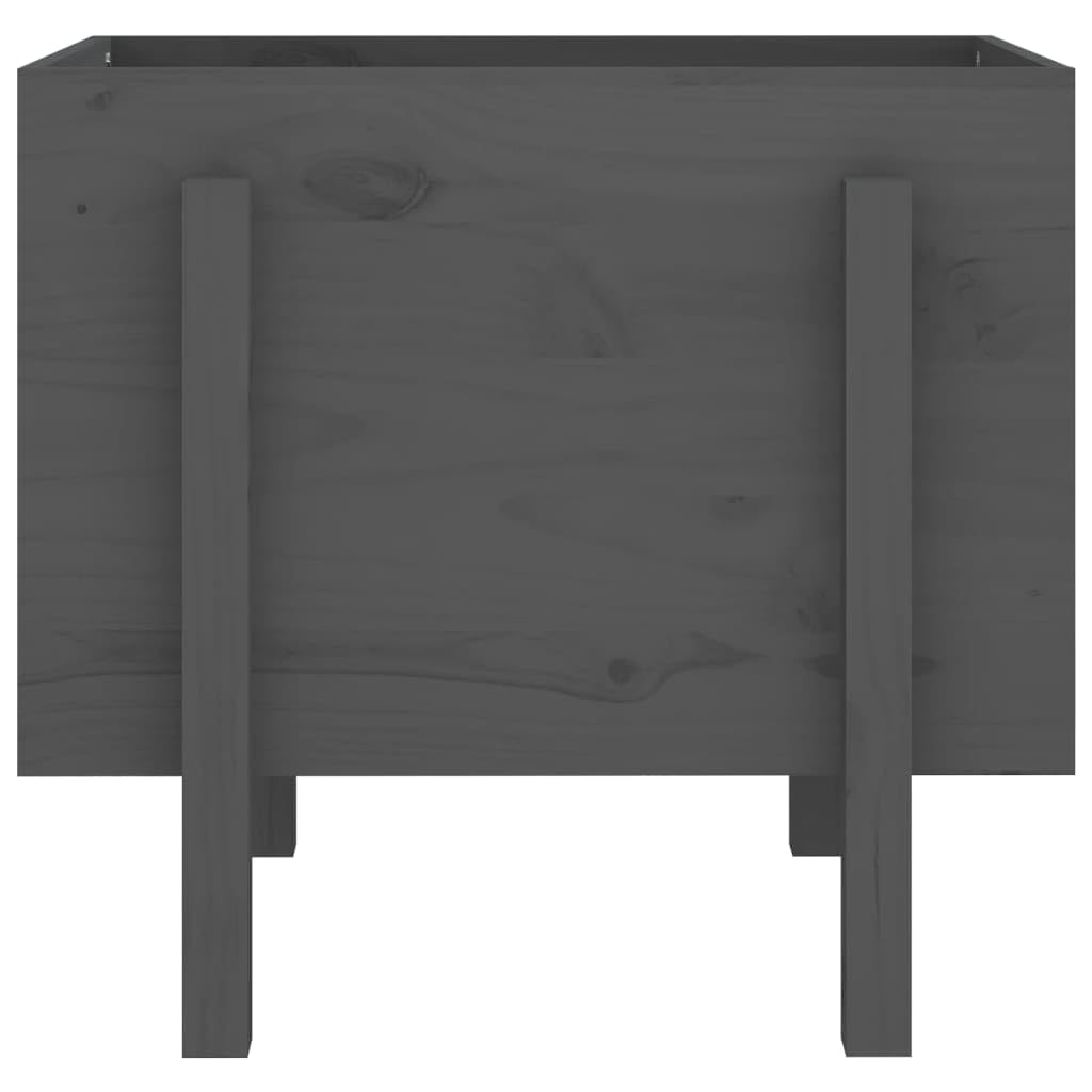 Pflanzkübel Grau aus massivem Kiefernholz 62x50x57 cm mit Abflussloch und Bewässerung für Garten Balkon Terrasse Indoor Outdoor als Blumentopf, Hochbeet, Balkonkasten und Deko