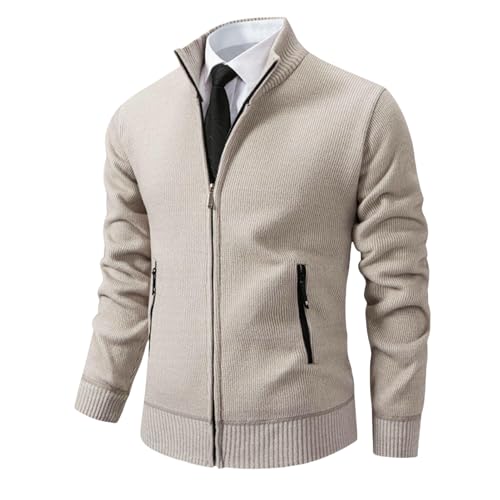 Cárdigan de punto grueso hombre chaqueta térmica acolchada para no pasar frío