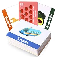 100 Pcs Flash Cards for Toddlers Age 1 2 3 Double Sided First Word Flashcards for Kids Learning Flash Cards with Letters Colors Shapes Animals Foods Vehicle Speech and Language Resources Toys