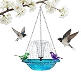 TRWLCFF Hanging Bird Bath Fountain, Cascading Outdoor Birdbath with Glass Bowl, USB-Powered Water Feature for Garden, Patio, Yard Decor, Attracts Hummingbirds & Wild Birds