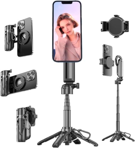 Magnetic Mini Selfie Stick Tripod Compatible with MagSafe for iPhone | Portable...