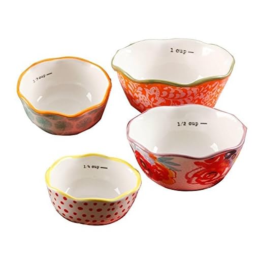 The Pioneer Woman Flea Market 4-Piece Ceramic Decorated Measuring Bowls