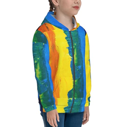 Rainbow Colored Kids Pullover Hoodies Boys Zip Up Sweatshirts Girls Athletic Clothes with Pocket4
