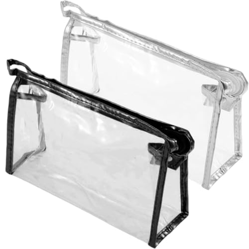 2 Pezzi Beauty Case Trasparente, Trousse da Viaggio, Sacchetti da Toilette Trasparenti per Bagaglio a Mano in Aereo, Beauty Case Trasparente e Impermeabile