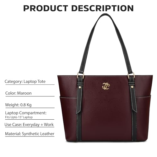 Image of Lavie Signature Women's Harisburg Monogram Tote Laptop Bag | Tote Laptop Bag for Work | Ladies Purse | Stylish Shoulder Bag | Gift for Women