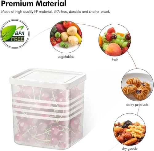 Image of SPIREX Fridge Kitchen Home Food Storage Containers 6 Pack set Vegetables Fruits Keep Fresh | Plastic Refrigerator Side Doors Organizers | With White Lid (Pack Of 6)