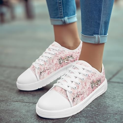Cherry Blossoms Canvas Shoes for Women Classic Low Top Sneakers Fashion Slip on Work Shoes for Daily Walks4