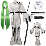 Anime CC Cosplay Costume Anime Role Play White Uniform Dress (White+WIG, L)