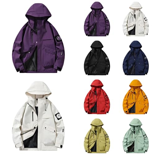 Mens Wind Breaker Jackets Zip Up Long Sleeve Zipper Hiking Jacket Fall Warm Outdoor Casual Waterproof Fishing Sweatshirts