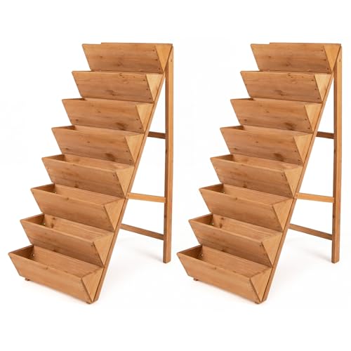 Giantex 8-Tier Wooden Vertical Raised Garden Bed Set of 2,