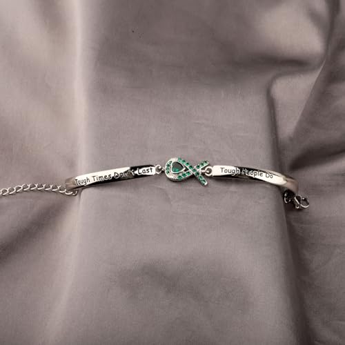 Cenwa Green Awareness Support Gift Mental Health Awareness Tough Times Don't Last Bracelet Green Ribbon Warrior Jewelry4