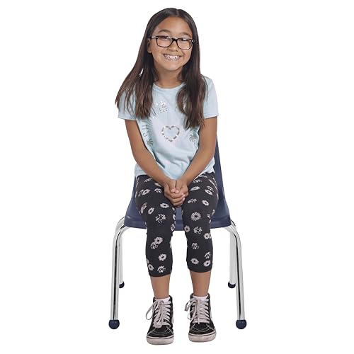 Image of FDP 14 inch School Stack Chair, Stacking Student Seat with Chromed Steel Legs and Ball Glides; For In-Home Learning or Classroom - Contemporary /Purple (4-Pack), 14005-CTPU