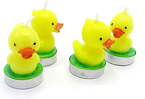 Duck Candle 2 inch Tea Light Yellow Rubber Burns for 1 hr, Party & Baby Shower Decor Gift Boxed