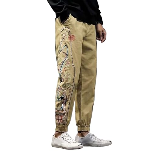 Pantalon style chinois brodé pour homme idéal pour le yoga