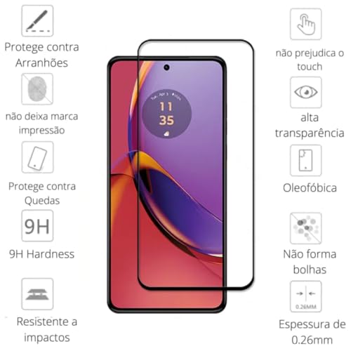Capa Capinha Anti Impacto + Película Premium 9D Cerâmica Compatível Com Moto G84 5G - (Hard Glass St
