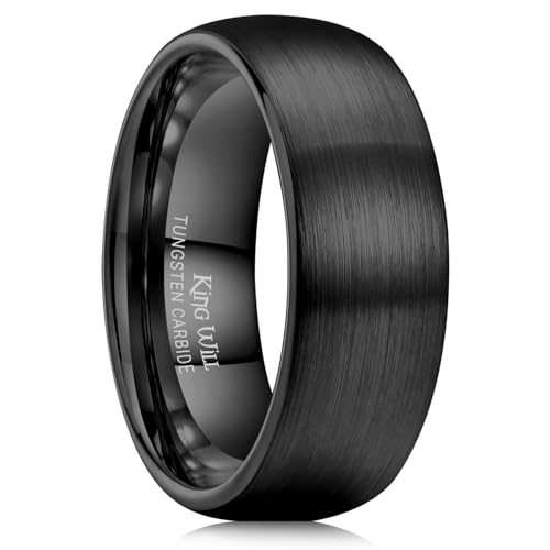 Bague en carbure de tungstène King Will avec finition brossée élégante pour homme