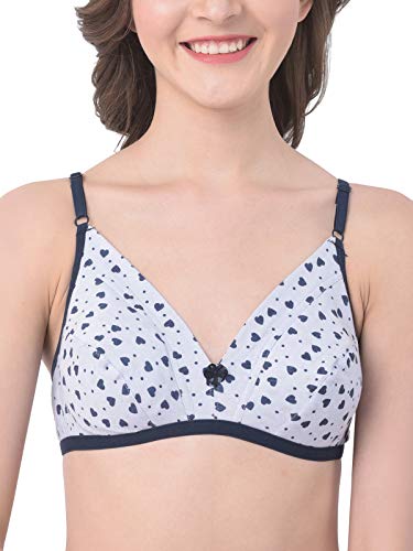 Clovia Women's Non-Padded Non-Wired Demi Cup Heart Print Bra (BR1595T18_White_32D) Deal