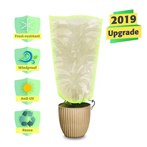 Preisvergleich Produktbild Tvird Winterschutz Kübelpflanzensack Pflanzenschutzsack Winterschutz für Pflanzen Pflanzenschutzhaube Pflanzenabdeckung winterschutz Pflanzen,Frostschutz Schutzhaube mit Zugband-100 x 80cm(Beige)