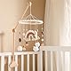 Baby Mobile Halterung für Babybett, Mobile Halterung Holz Wolken, abnehmbarer Baby-Mobile-Aufhänger, höhenverstellbar, für Aufhängung Windspiele Bettglocke, Baby Bett Spielzeuge (Holzfarbe)