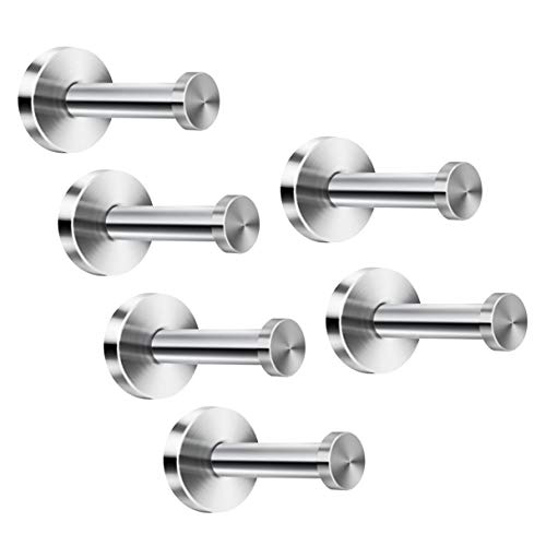 DMZK Crochet Mural Peignoir-Chrome Fini, Base Ronde, Patères de Salle de Bains Brossé Crochet Peignoir Patères, 6Pcs Cover