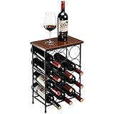 PARANTA 12 Bottles Wine Rack Free Standing Storage Organizer Display Rack, Vintage Wine Glass Holder