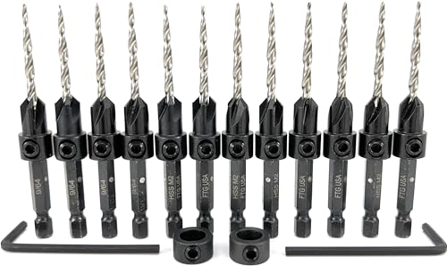 FTG 12 Pc #6 Countersink Drill Bit Set with Depth Stop