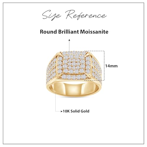 Men's Square Frame Wedding Engagement Band Ring Round Cut Lab Created Moissanite & Lab Grown Diamond Anniversary Ring In 925 Sterling Silver 10K & 14K Solid Gold Jewelry Gift for Him 2.10 Cttw3