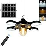 HULPPRE Solar Shed Light,Daytime or Night,192Leds Bright LED Light Indoor&Outdoor with Remote,Cool or Warm White,5 Modes Barn,Chicken Coop Lighting,Solar Pendant Lamp for Patio,Garden,Yard,Gazebo