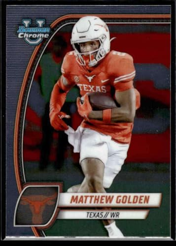 2024 Bowman University Chrome #129 Matthew Golden Texas Longhorns RC Rookie NCAA Football Trading Card